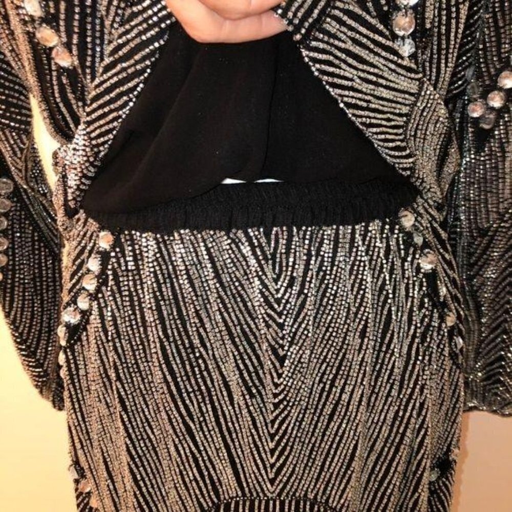 Skirt Set Womens Size Small S Vintage Beaded High Quality Elastic Waist Black - Picture 2 of 16
